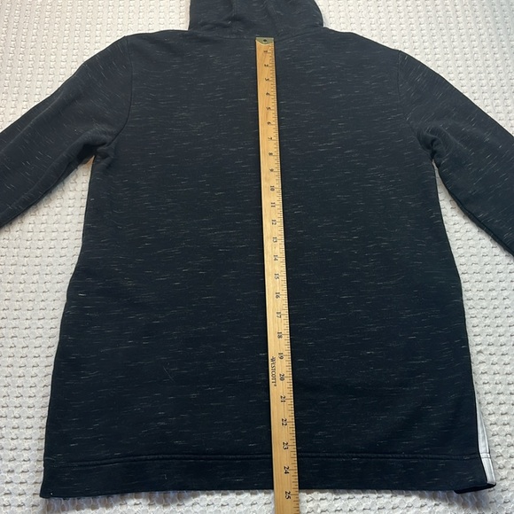 Adidas Hoodie Women’s Small Black Graphic Print Flip-Up Front Pouch Pre Owned - Picture 9 of 11